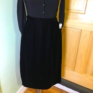 NWT Talbots Black Velour Pencil Skirt